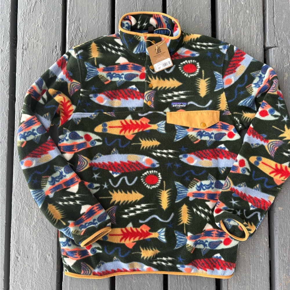 Patagonia salmon energy  synchilla Fleece Pullover